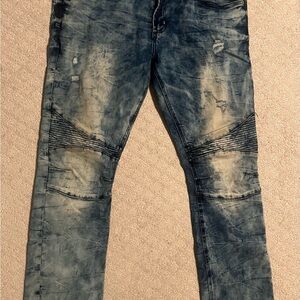Max-x Buffalo Jeans 38 x 32 Men's Distressed Blue Jeans